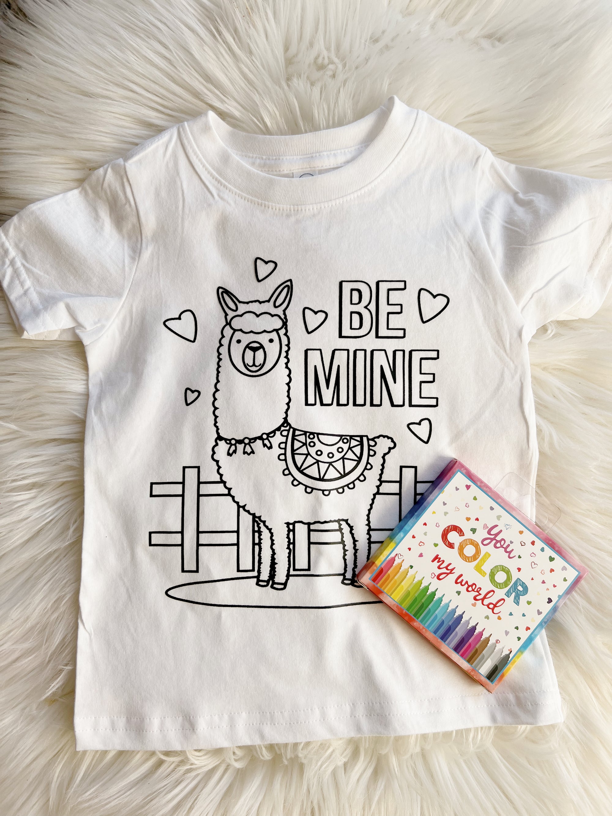 Be Mine Color Llama Tee With Marker set