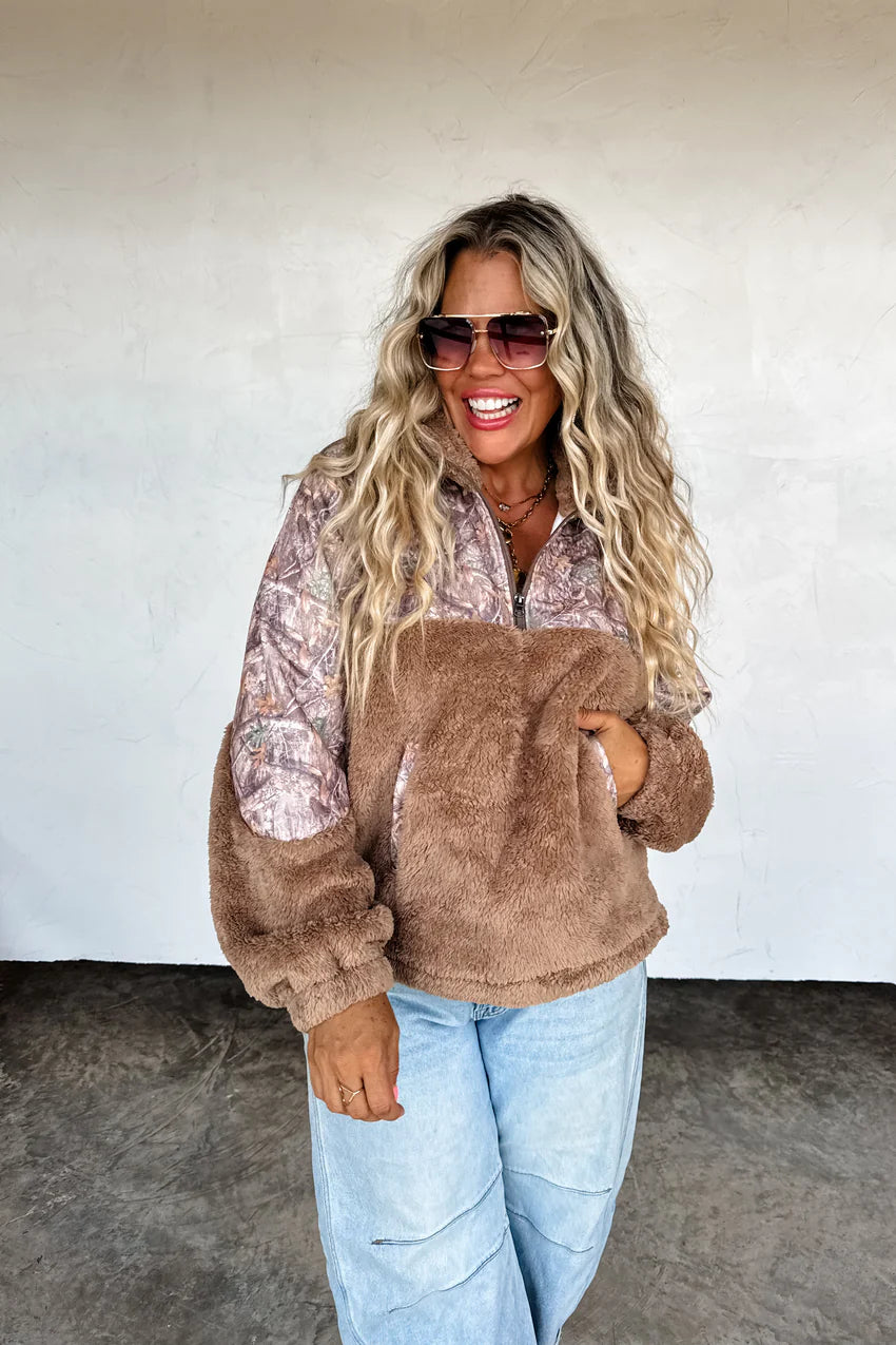 PREORDER- CAMO SHERPA PULLOVER