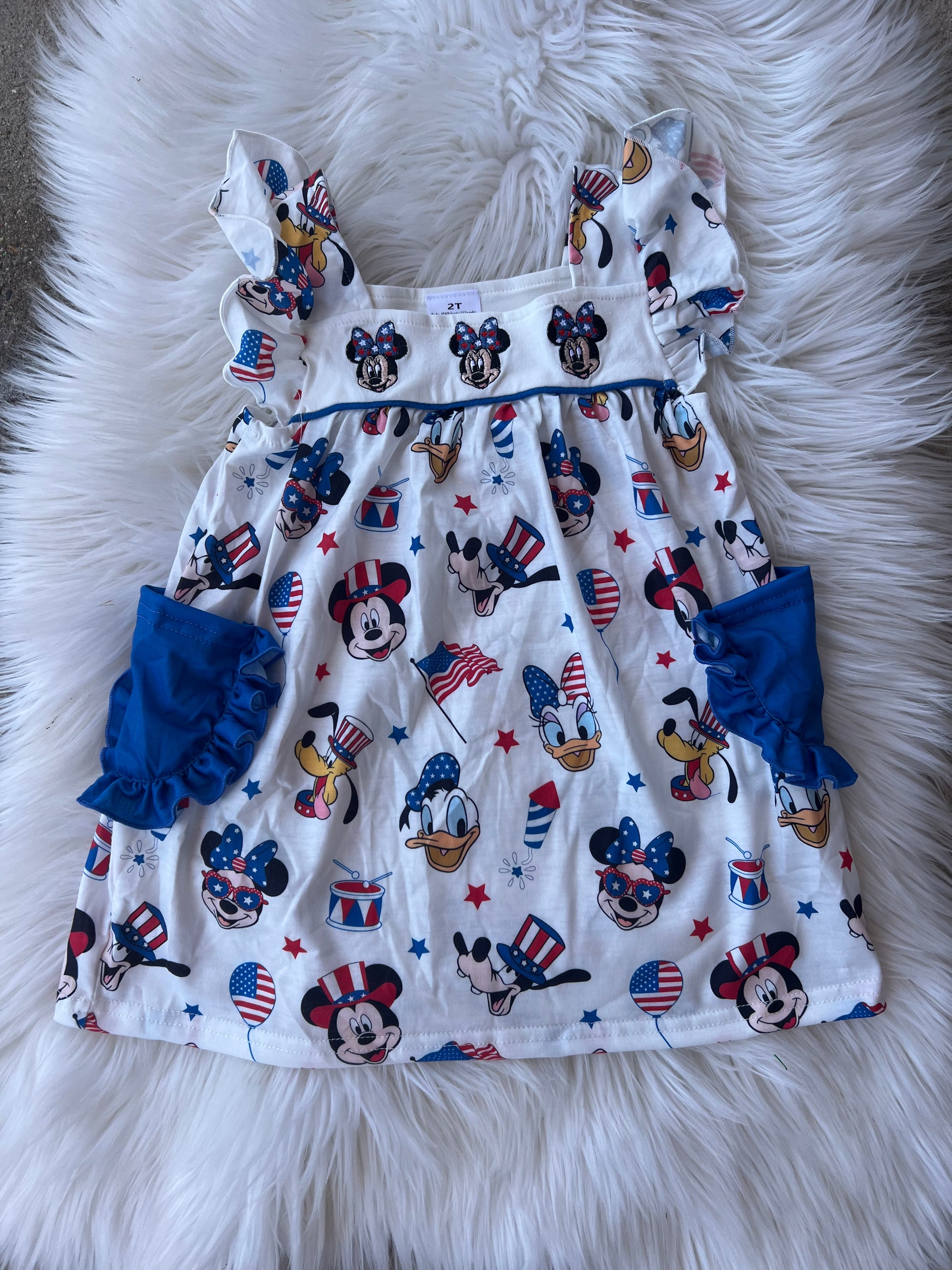 Girl MM red white and blue dress