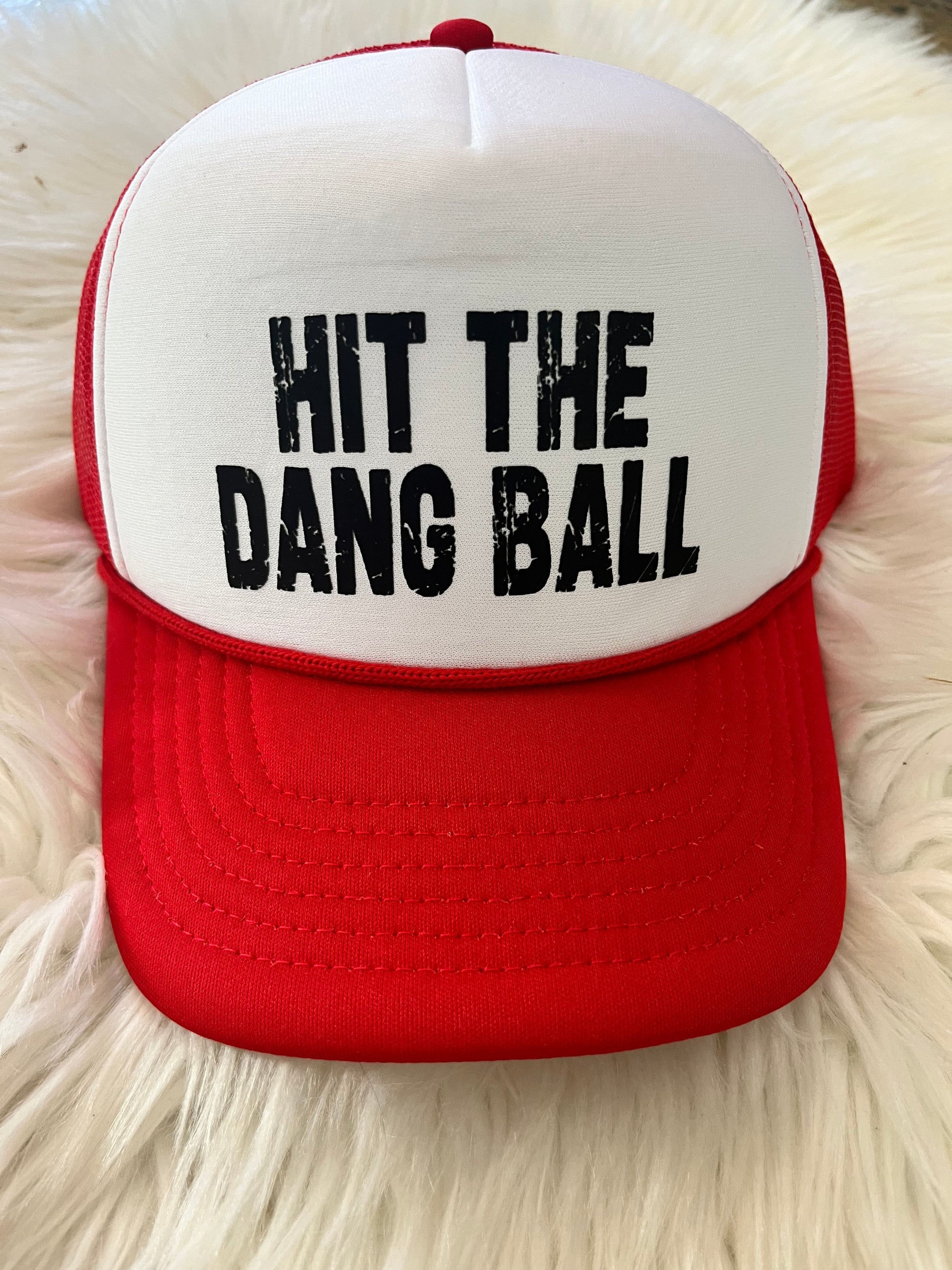 Hit the Dang Ball Red and white foam hat