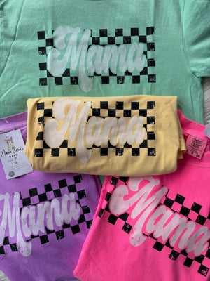 Mama Checkered Neon Violet T-Shirt