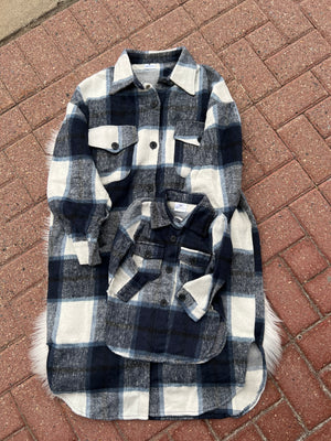 Dark Blue Plaid Shacket Kid (Mommy & Me)