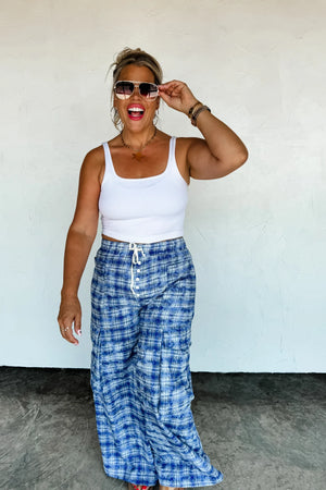 PREORDER- PLAID BEHAVIOR WIDE LEG PANTS