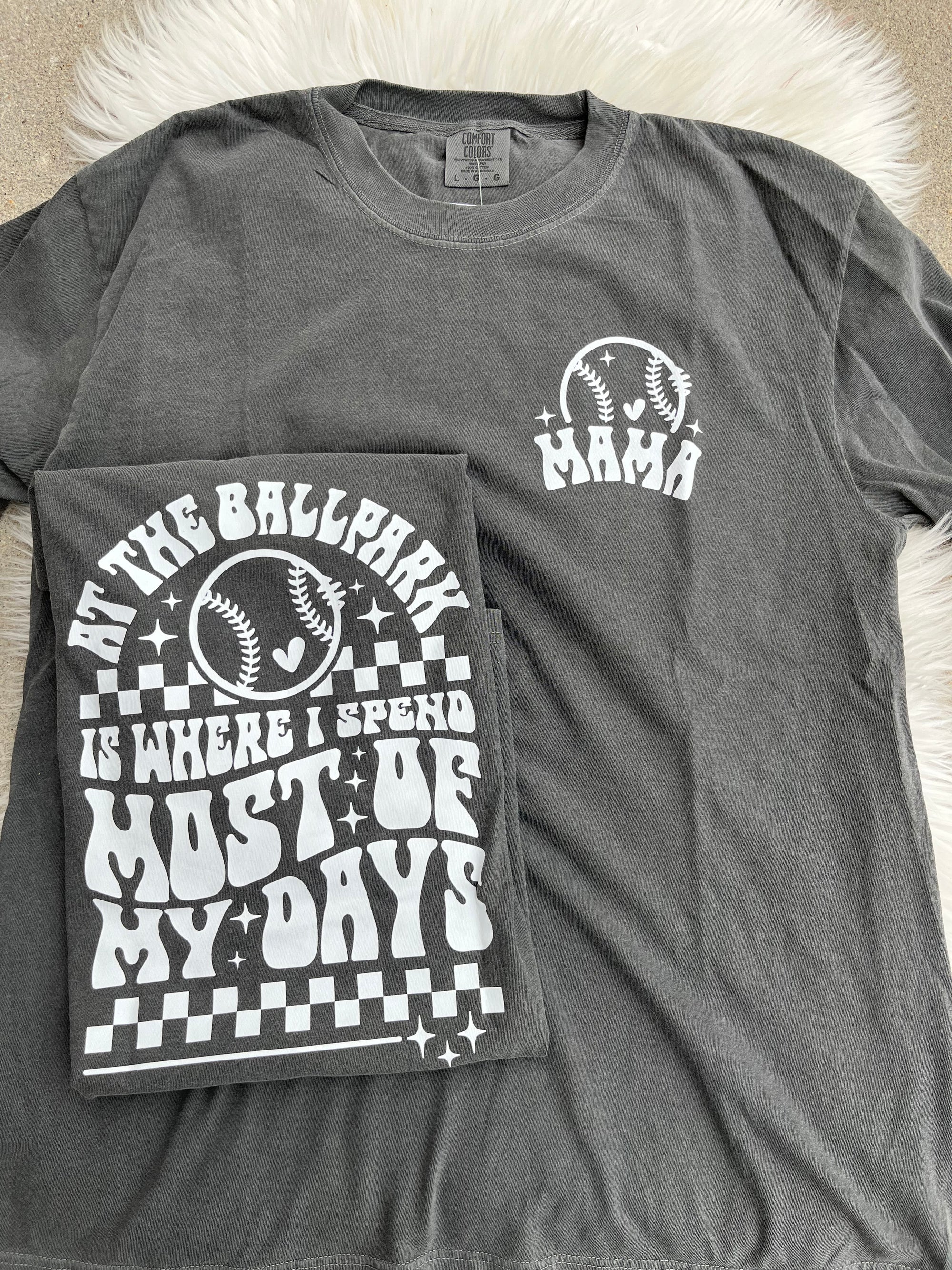 At The Ballpark Baseball Mama Gray T-Shirt