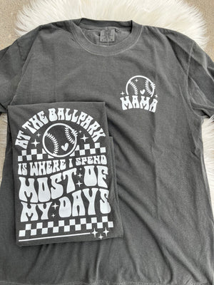 At The Ballpark Baseball Mama Gray T-Shirt