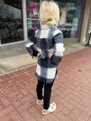 Dark Blue Plaid Shacket Adult (Mommy & Me)