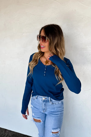 PREORDER- FALL BROOKLYN SNAP HENLEY TOP