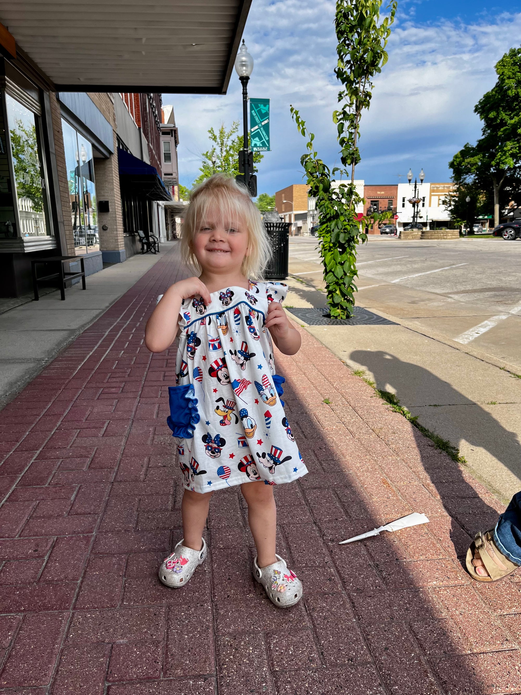 Girl MM red white and blue dress