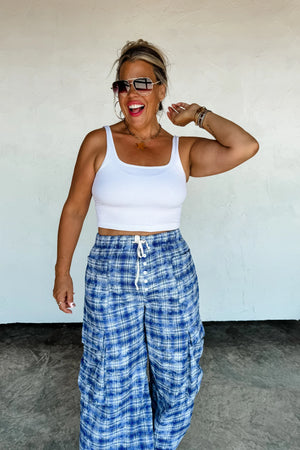 PREORDER- PLAID BEHAVIOR WIDE LEG PANTS
