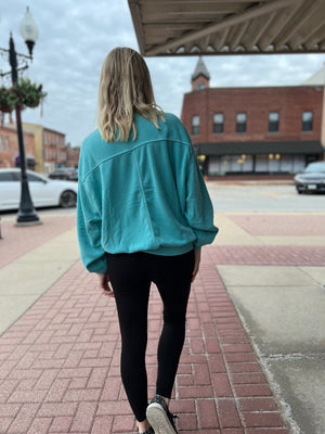 Fleece Turquoise Pullover