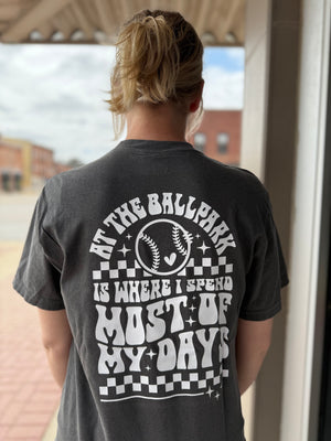 At The Ballpark Baseball Mama Gray T-Shirt