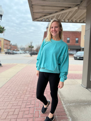 Fleece Turquoise Pullover