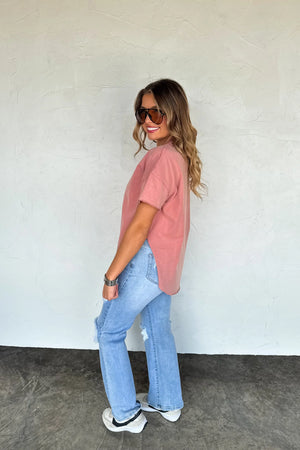 PREORDER- NEW COLORS- JOEY WASHED COTTON BOYFRIEND TEE