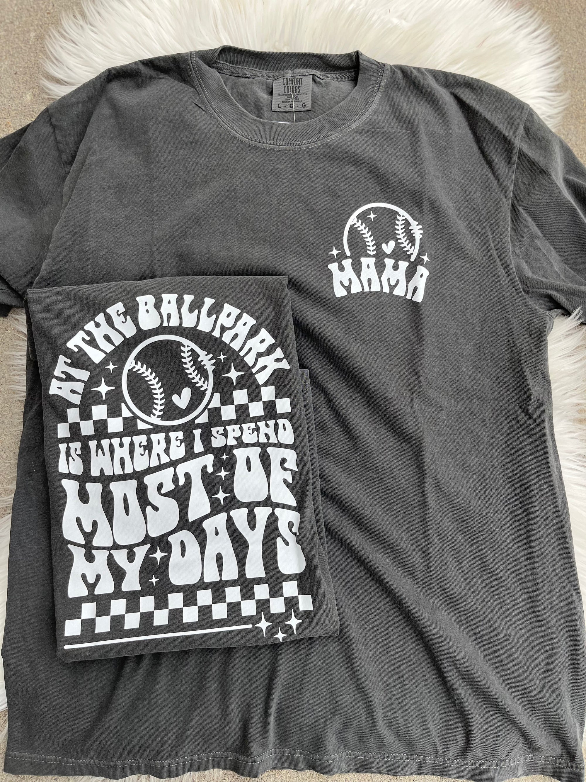 At The Ballpark Baseball Mama Gray T-Shirt