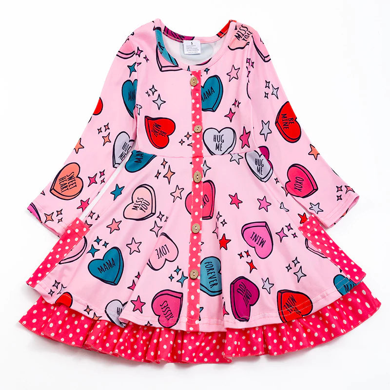 Heart Print Polka Dot Dress (pre-order)