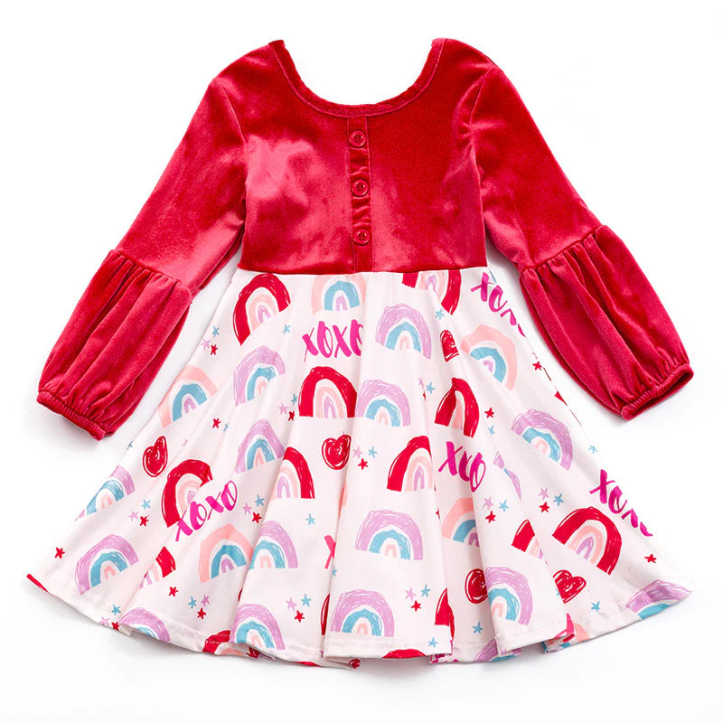 Rainbow Velvet Valentine Dress (pre-order)