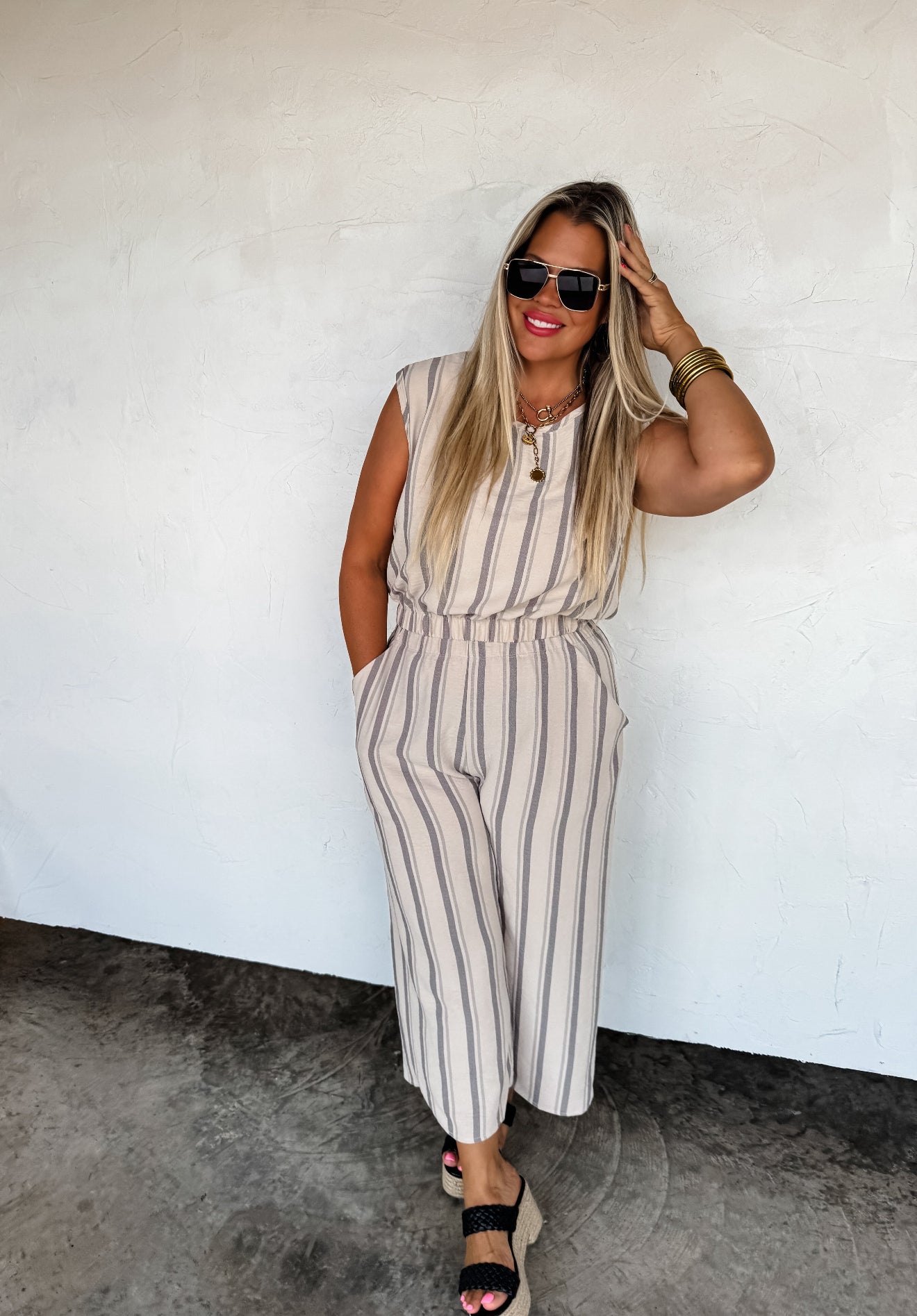 Striped Top and Pants Set