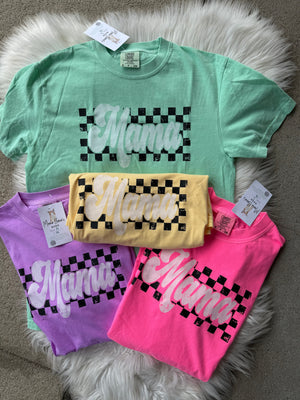 Mama Checkered Neon Violet T-Shirt