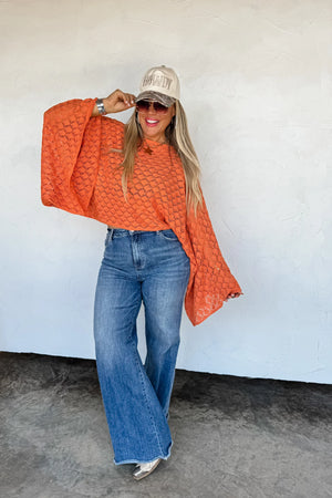 PREORDER- FALL COLORS FREE SPIRIT BELL SLEEVE TOP