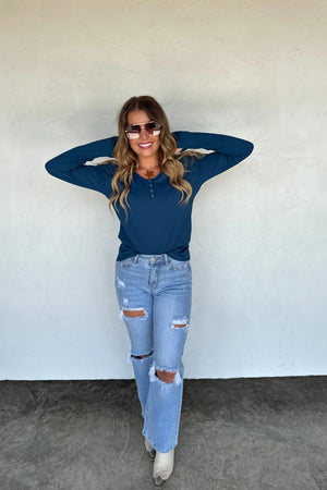 PREORDER- FALL BROOKLYN SNAP HENLEY TOP