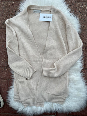 Melange Sand/Beige Open Front Sweater Cardigan