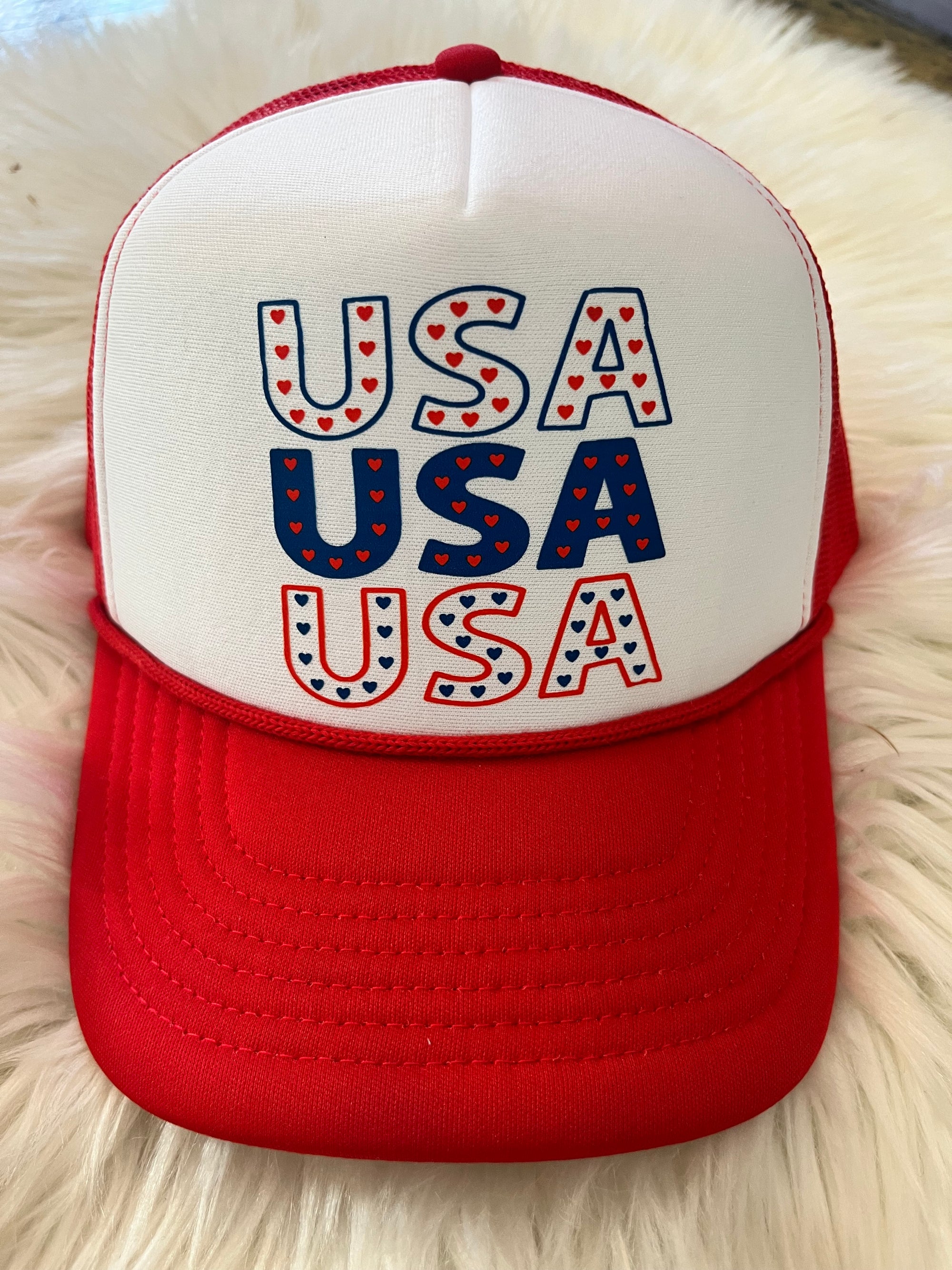 USA USA USA RED/White Foam Hat
