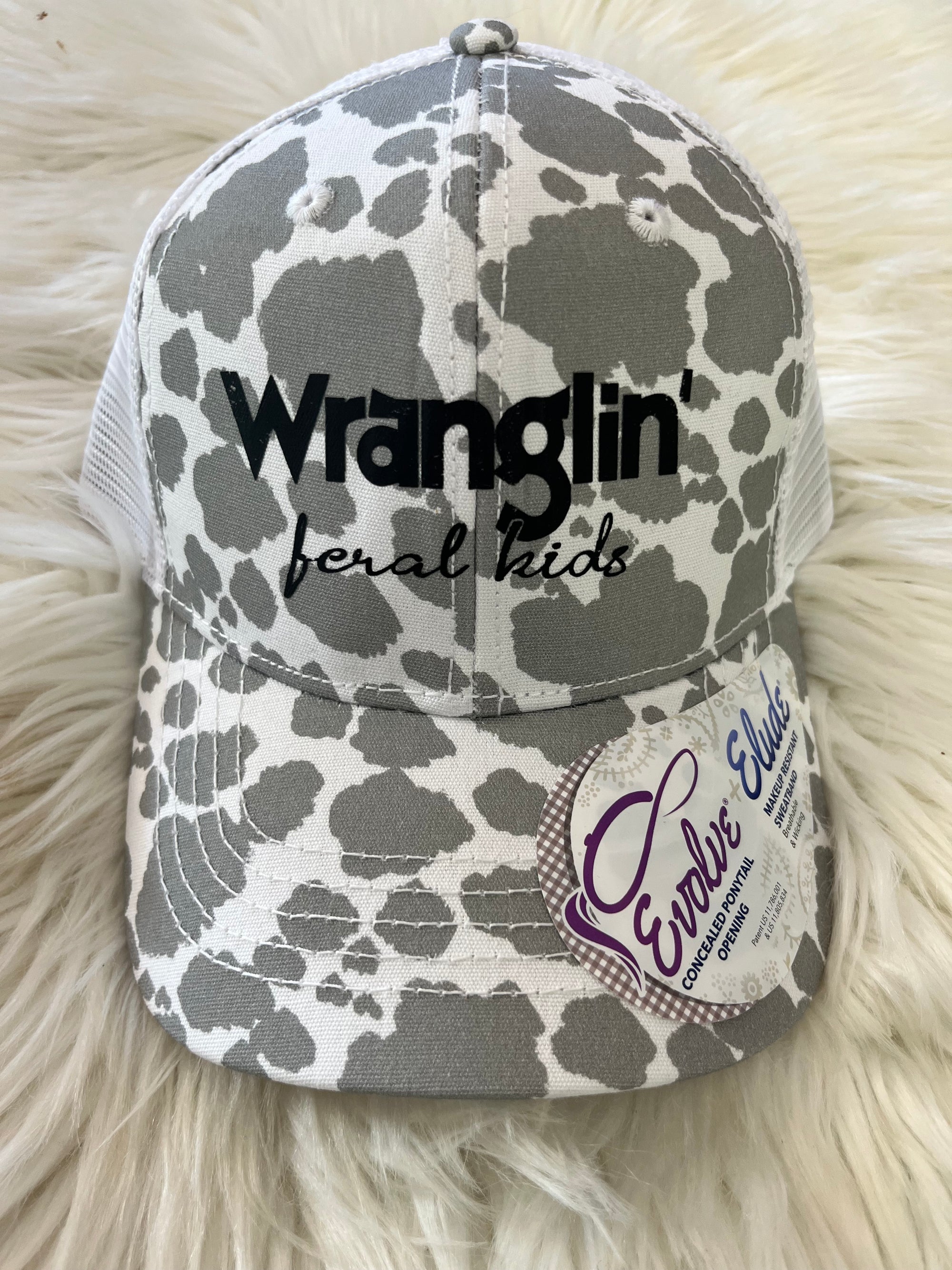 Wranglin Feral Kids Cow print hat