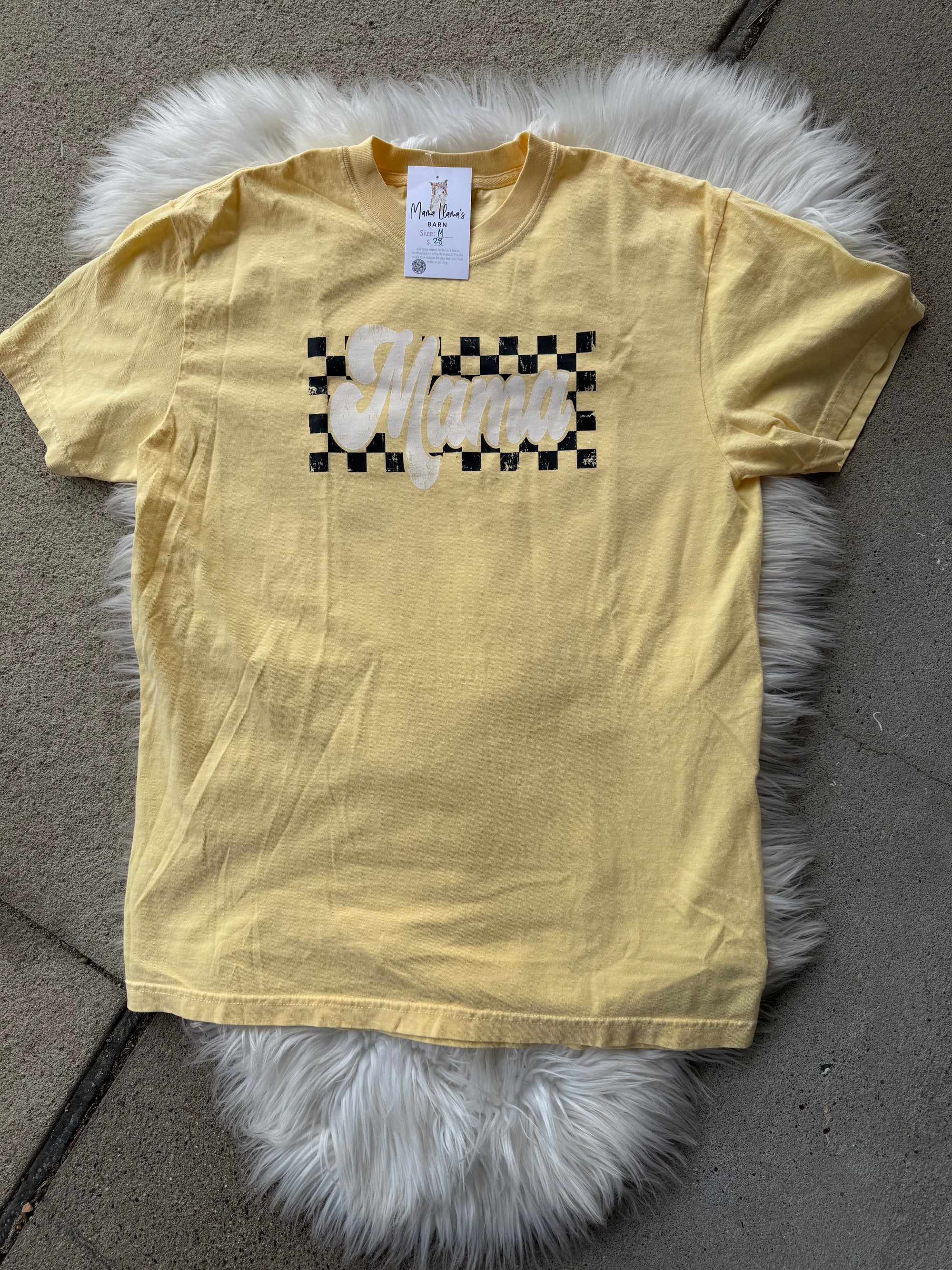Mama Checkered Butter T-Shirt