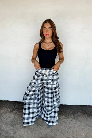PREORDER- PLAID BEHAVIOR WIDE LEG PANTS
