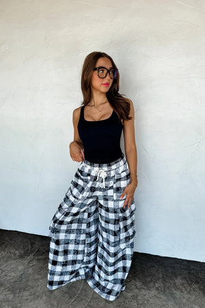 PREORDER- PLAID BEHAVIOR WIDE LEG PANTS