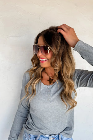 PREORDER- FALL BROOKLYN SNAP HENLEY TOP