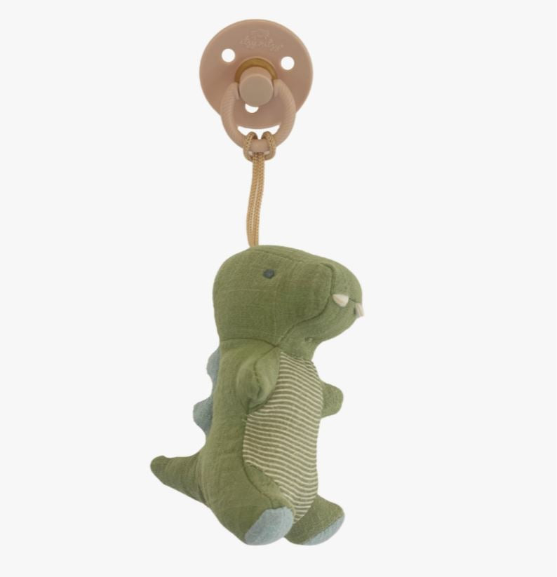 Bitzy Pal Natural Rubber Pacifier & Stuffed Animal -Dino