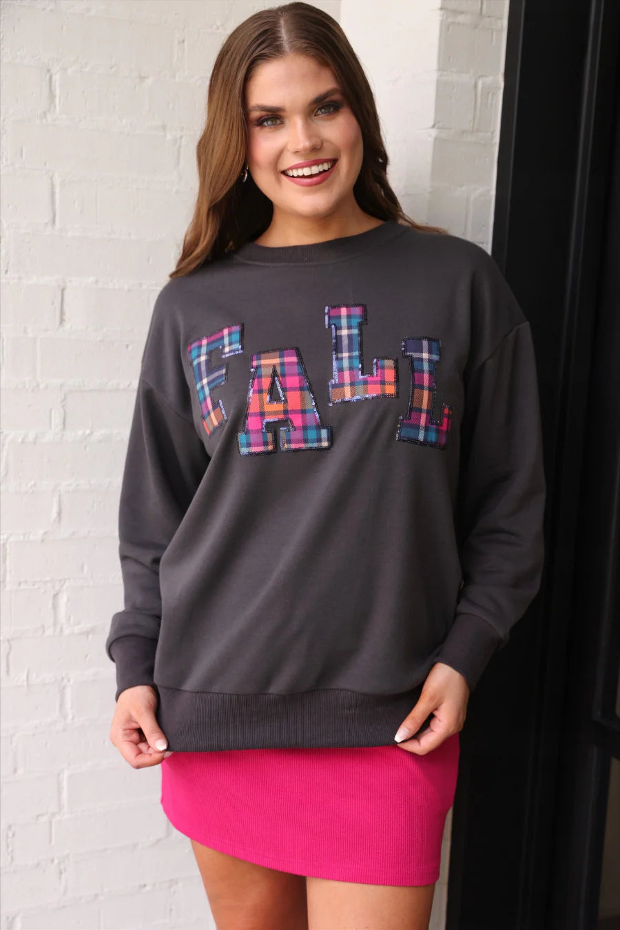 Fall Plaid Patch Pullover (Pre-Order)