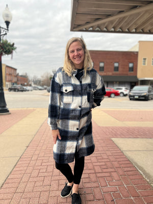 Dark Blue Plaid Shacket Kid (Mommy & Me)