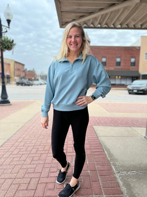 Scuba Half Zip Blue Grey Pullover Sweatshirt