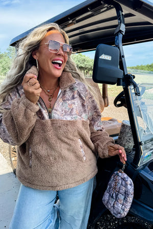 PREORDER- CAMO SHERPA PULLOVER