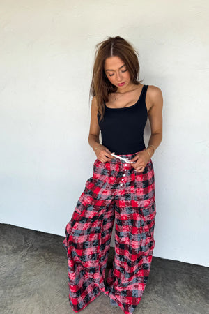 PREORDER- PLAID BEHAVIOR WIDE LEG PANTS