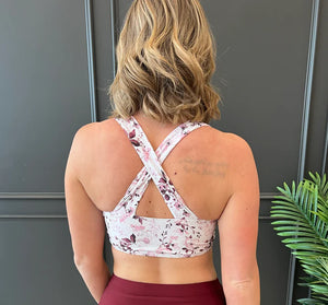 Along The Boardwalk Swim Top- Burgundy Floral