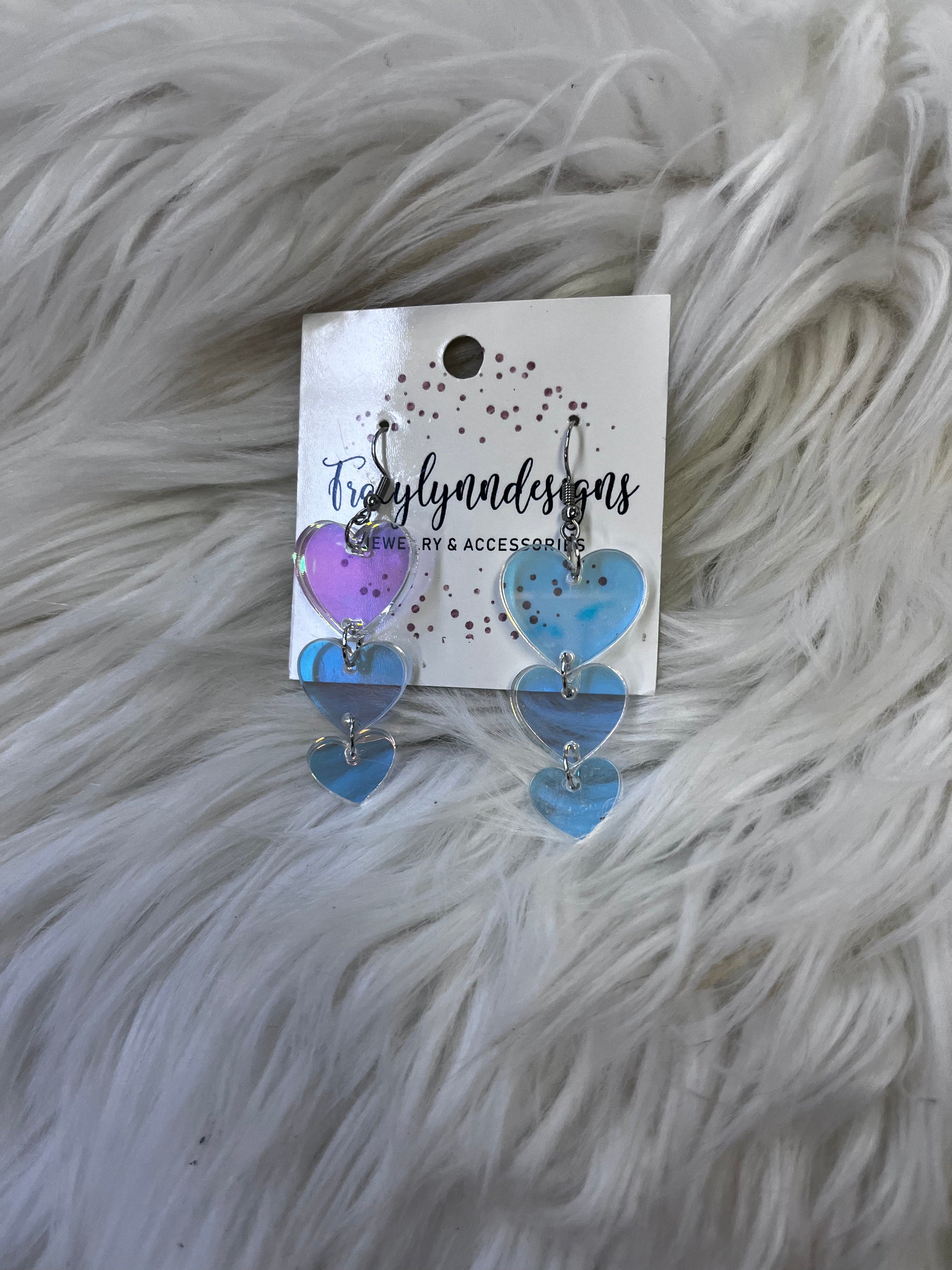 Iridescent Acrylic Heart Earrings