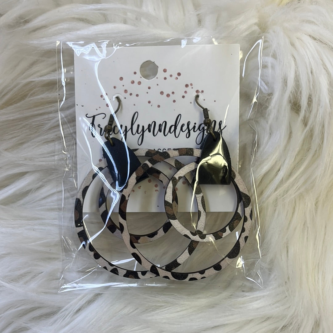 Wood Printed Double Hoops Earrings